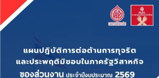 แผนปฏิบัติการต่อต้านการทุจริตและประพฤติมิชอบในภาครัฐวิสาหกิจของส่วนงาน ประจำปีงบประมาณ 2569 (เดือนพฤษภาคม 2569)